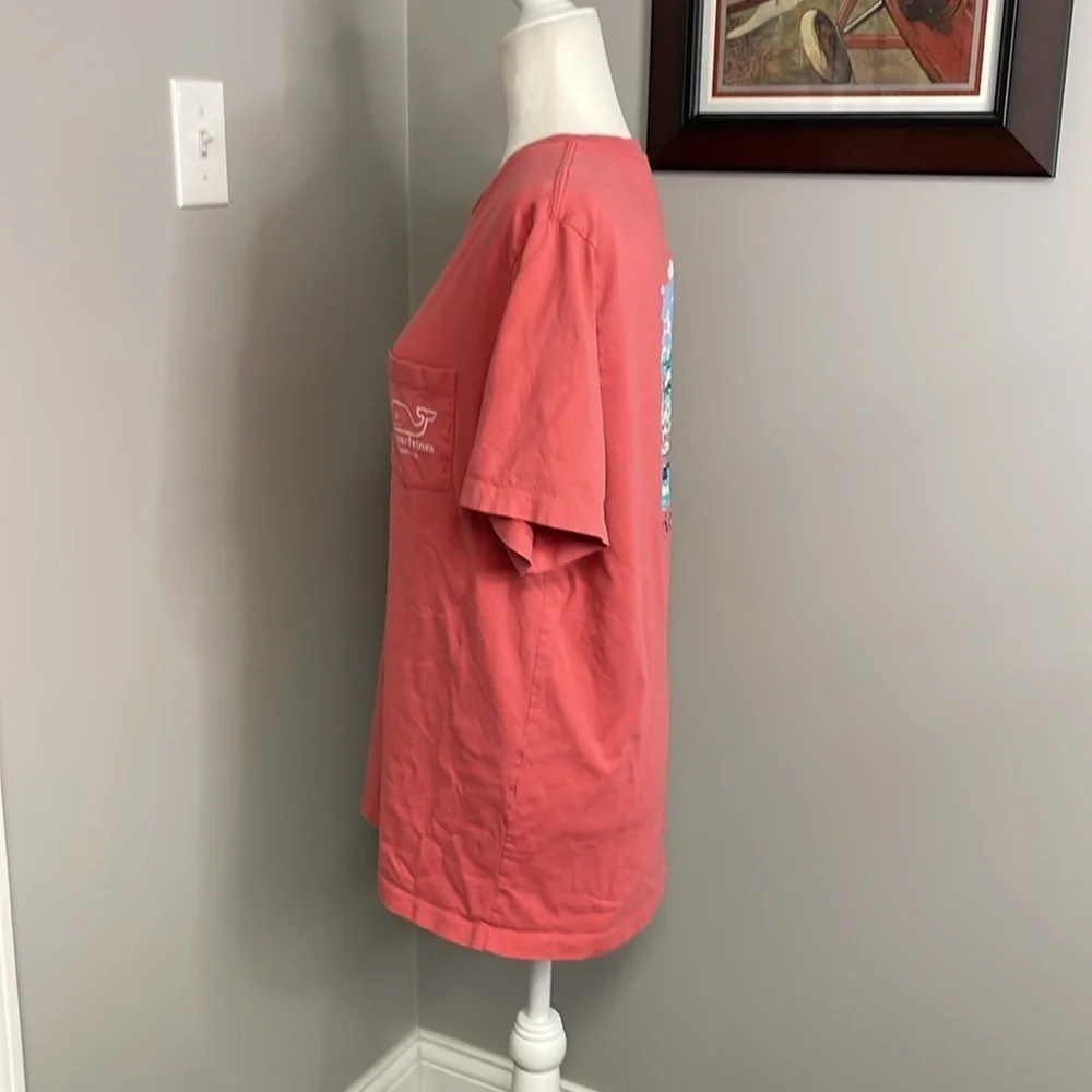 Vineyard Vines Edgartown Pink Short Sleeve Tee Nautical‎ Boats Ocean Sean Medium